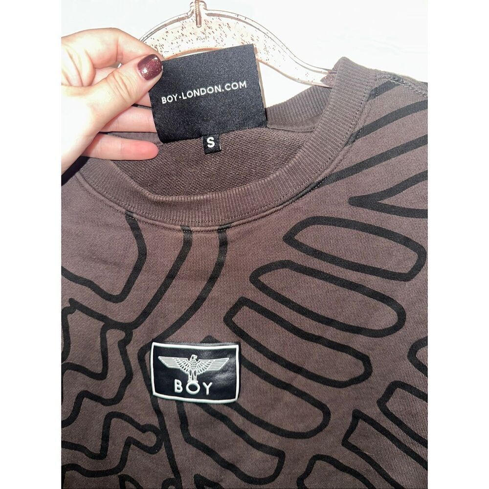 Boy London Brown Scribble Unisex Crewneck Sweatshirt Small - Picture 4 of 5